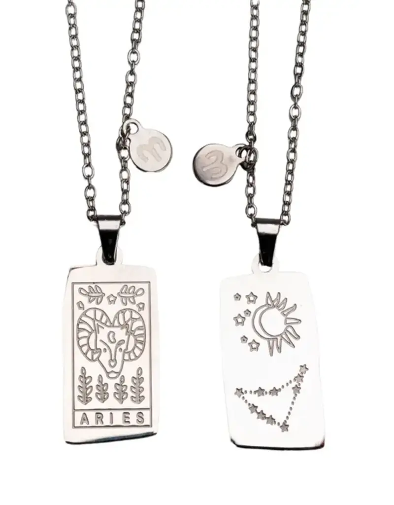 Zodiac Tarot Card & Astrology Necklace - 316L Stainless Steal / Aries - 9728