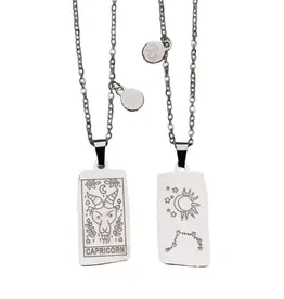 Zodiac Tarot Card & Astrology Necklace - 316L Stainless Steal / Capricorn - 9730