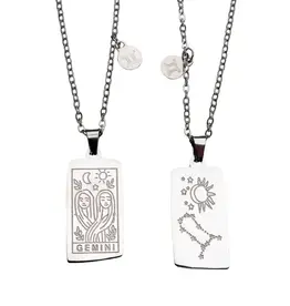 Zodiac Tarot Card & Astrology Necklace - 316L Stainless Steal / Gemini - 9735