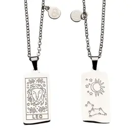 Zodiac Tarot Card & Astrology Necklace - 316L Stainless Steal / Leo - 9736