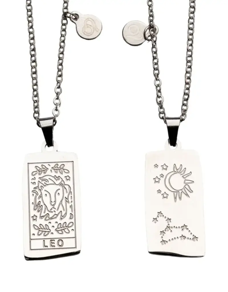 Zodiac Tarot Card & Astrology Necklace - 316L Stainless Steal / Leo - 9736
