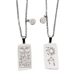 Zodiac Tarot Card & Astrology Necklace - 316L Stainless Steal / Libra - 9737