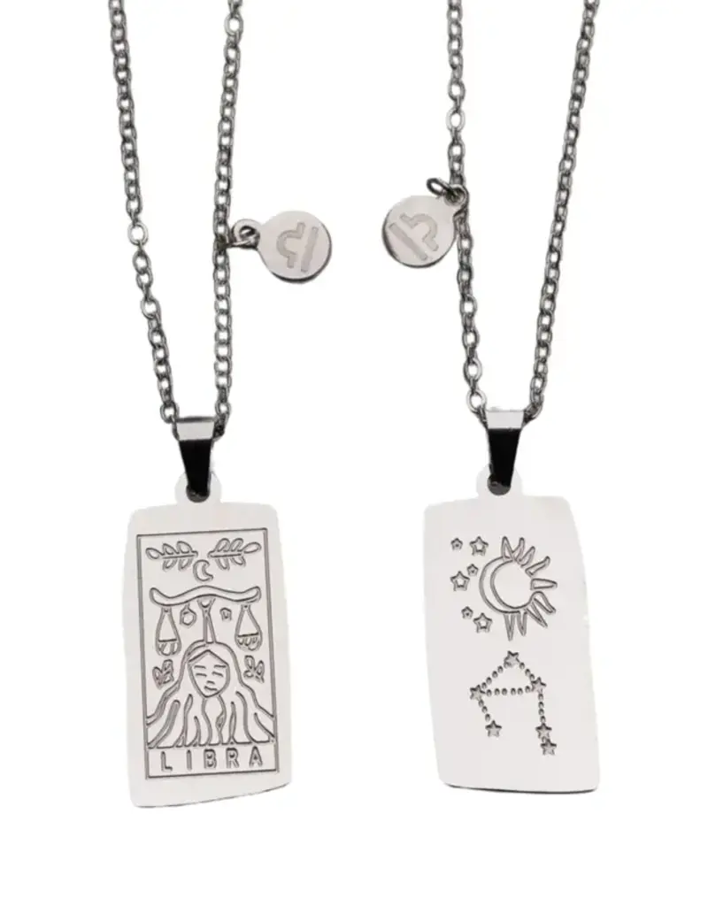 Zodiac Tarot Card & Astrology Necklace - 316L Stainless Steal / Libra - 9737
