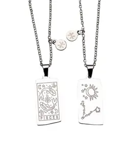 Zodiac Tarot Card & Astrology Necklace - 316L Stainless Steal / Pisces - 9738