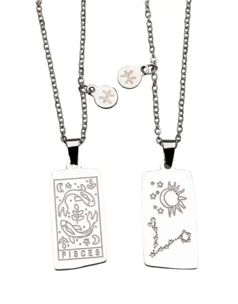 Zodiac Tarot Card & Astrology Necklace - 316L Stainless Steal / Pisces - 9738
