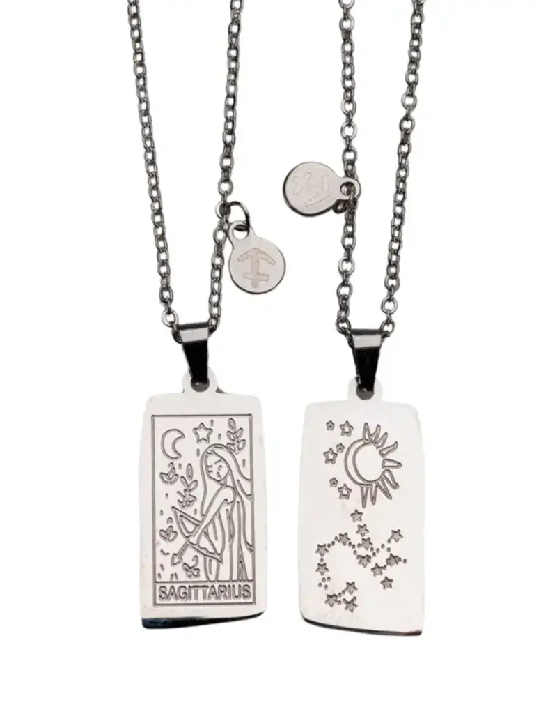 Zodiac Tarot Card & Astrology Necklace - 316L Stainless Steal / Sagittarius - 9739