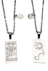 Zodiac Tarot Card & Astrology Necklace - 316L Stainless Steal / Scorpio - 9740
