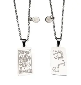 Zodiac Tarot Card & Astrology Necklace - 316L Stainless Steal / Scorpio - 9740