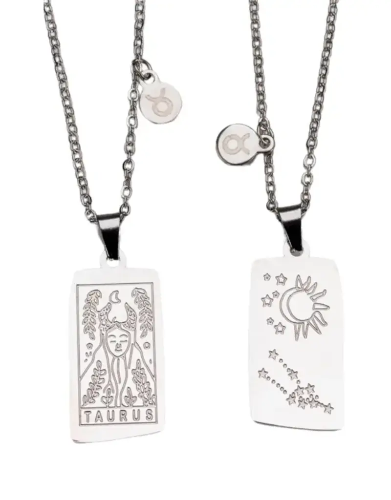 Zodiac Tarot Card & Astrology Necklace - 316L Stainless Steal / Taurus - 9741
