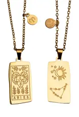 Zodiac Tarot Card & Astrology Necklace - Gold Plated / Aries - 9720