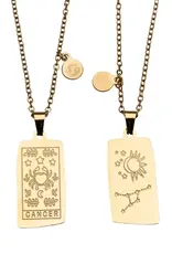 Zodiac Tarot Card & Astrology Necklace - Gold Plated / Cancer - 9721