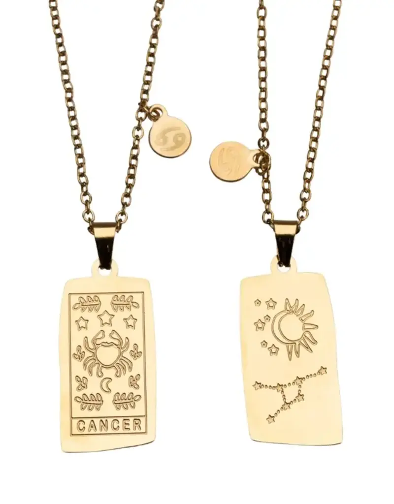 Zodiac Tarot Card & Astrology Necklace - Gold Plated / Cancer - 9721