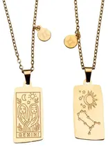 Zodiac Tarot Card & Astrology Necklace - Gold Plated / Gemini - 9723