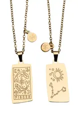 Zodiac Tarot Card & Astrology Necklace - Gold Plated / Pisces - 9726