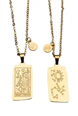Zodiac Tarot Card & Astrology Necklace - Gold Plated / Sagittarius - 9731
