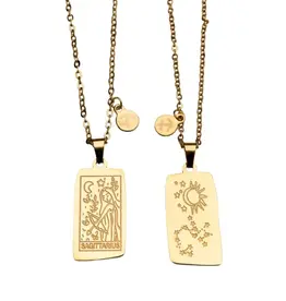 Zodiac Tarot Card & Astrology Necklace - Gold Plated / Sagittarius - 9731