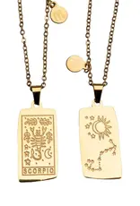 Zodiac Tarot Card & Astrology Necklace - Gold Plated / Scorpio - 9732