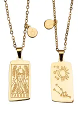 Zodiac Tarot Card & Astrology Necklace - Gold Plated / Taurus - 9733