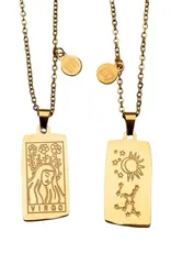 Zodiac Tarot Card & Astrology Necklace - Gold Plated / Virgo - 9734