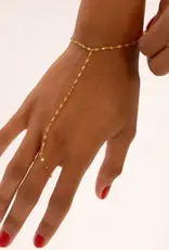 18K Gold PVD Plated Stainless Steel Lip Hand Chain - Gold