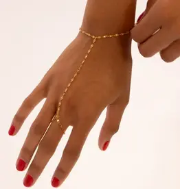 18K Gold PVD Plated Stainless Steel Lip Hand Chain - Gold