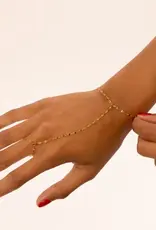 18K Gold PVD Plated Stainless Steel Lip Hand Chain - Gold