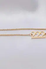 18K Gold PVD Plated Stainless Steel Angel Number Bracelet - Gold / 222