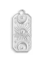 Stainless Steel Rectangle Mystical Evil Eye Charm - Stainless