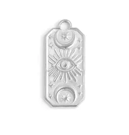 Stainless Steel Rectangle Mystical Evil Eye Charm - Stainless
