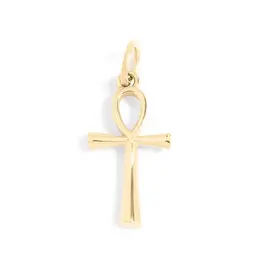 18K Gold PVD Plated Stainless Steel Small Ankh Charm - Gold / 15mm
