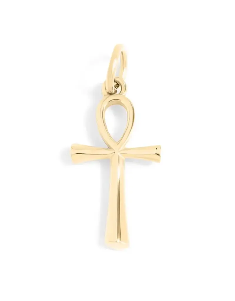 18K Gold PVD Plated Stainless Steel Small Ankh Charm - Gold / 15mm
