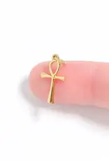 18K Gold PVD Plated Stainless Steel Small Ankh Charm - Gold / 15mm