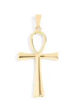 18K Gold PVD Plated Stainless Steel Small Ankh Charm - Gold / 30mm