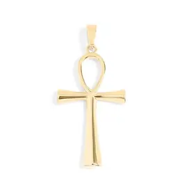 18K Gold PVD Plated Stainless Steel Small Ankh Charm - Gold / 30mm
