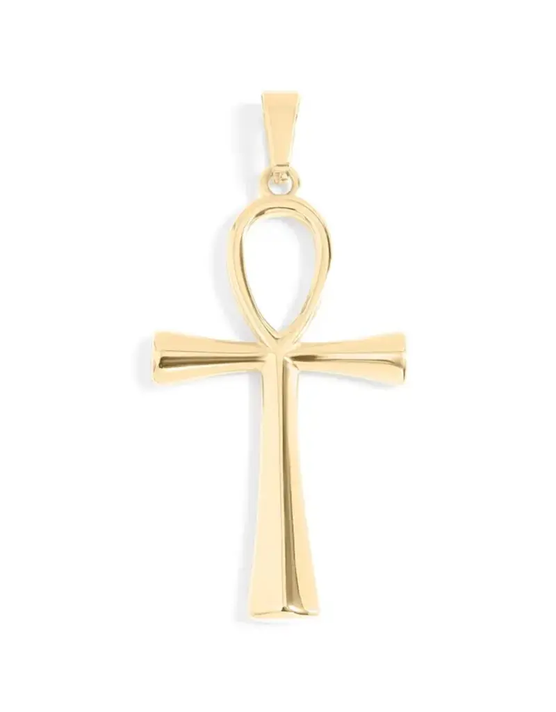 18K Gold PVD Plated Stainless Steel Small Ankh Charm - Gold / 30mm
