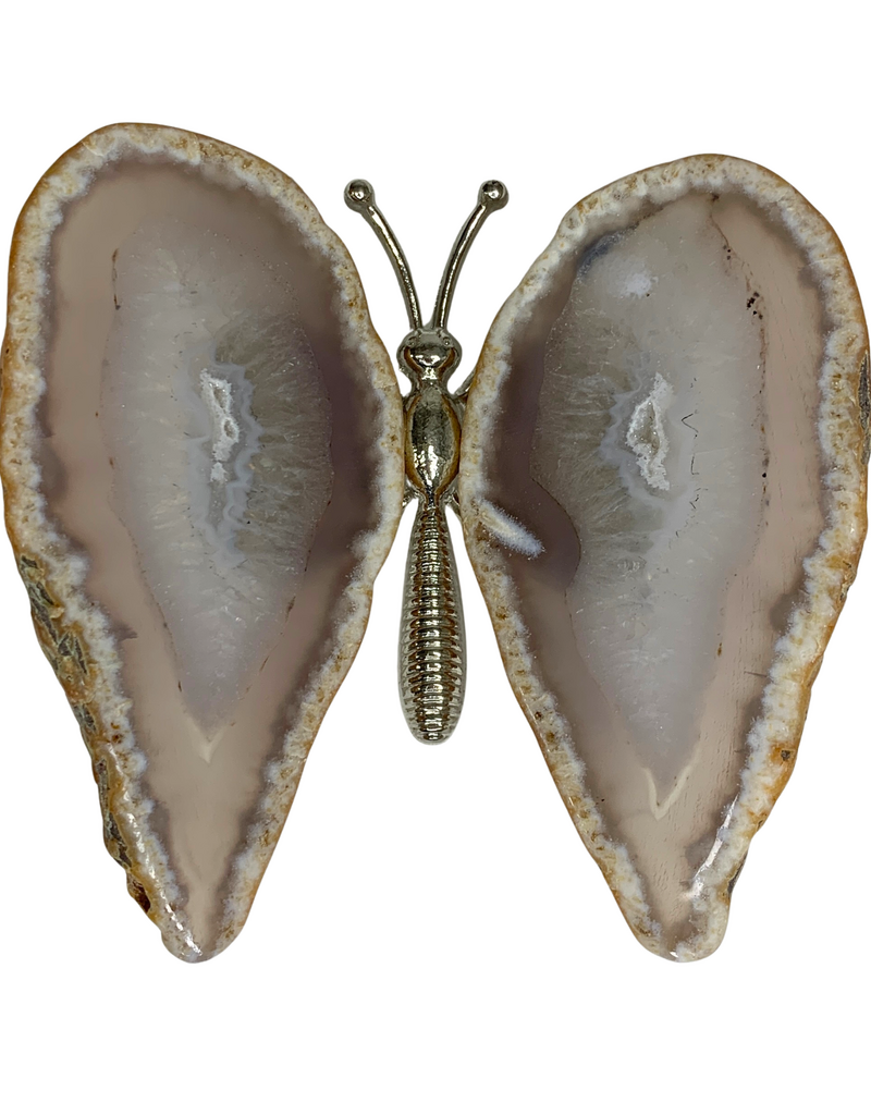 Butterfly - Natural Agate, Silver Body