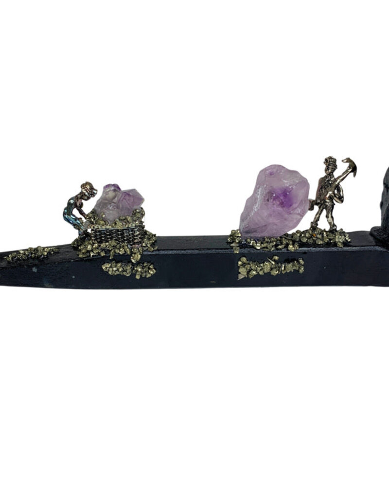 Railroad Spike with Amethyst & Miner