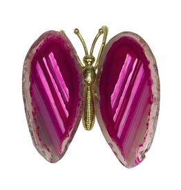 Butterfly - Pink Agate, Gold Body- BFLY9808