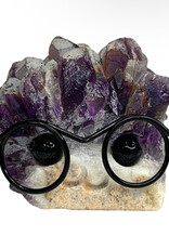 Crystal Buddy- Amethyst, Black Glasses