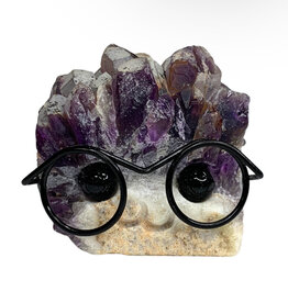 Crystal Buddy- Amethyst, Black Glasses