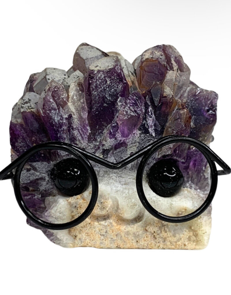 Crystal Buddy- Amethyst, Black Glasses