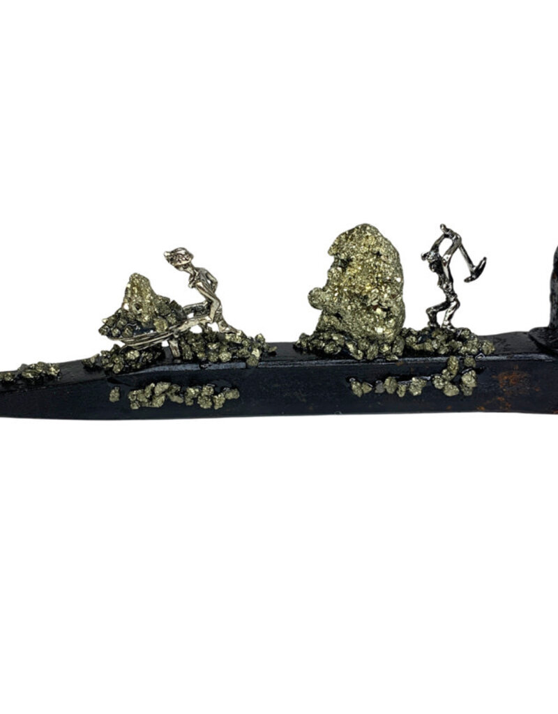 Railroad Spike with Pyrite & Miner