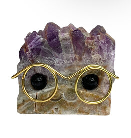 Crystal Buddy- Amethyst, Gold Glasses