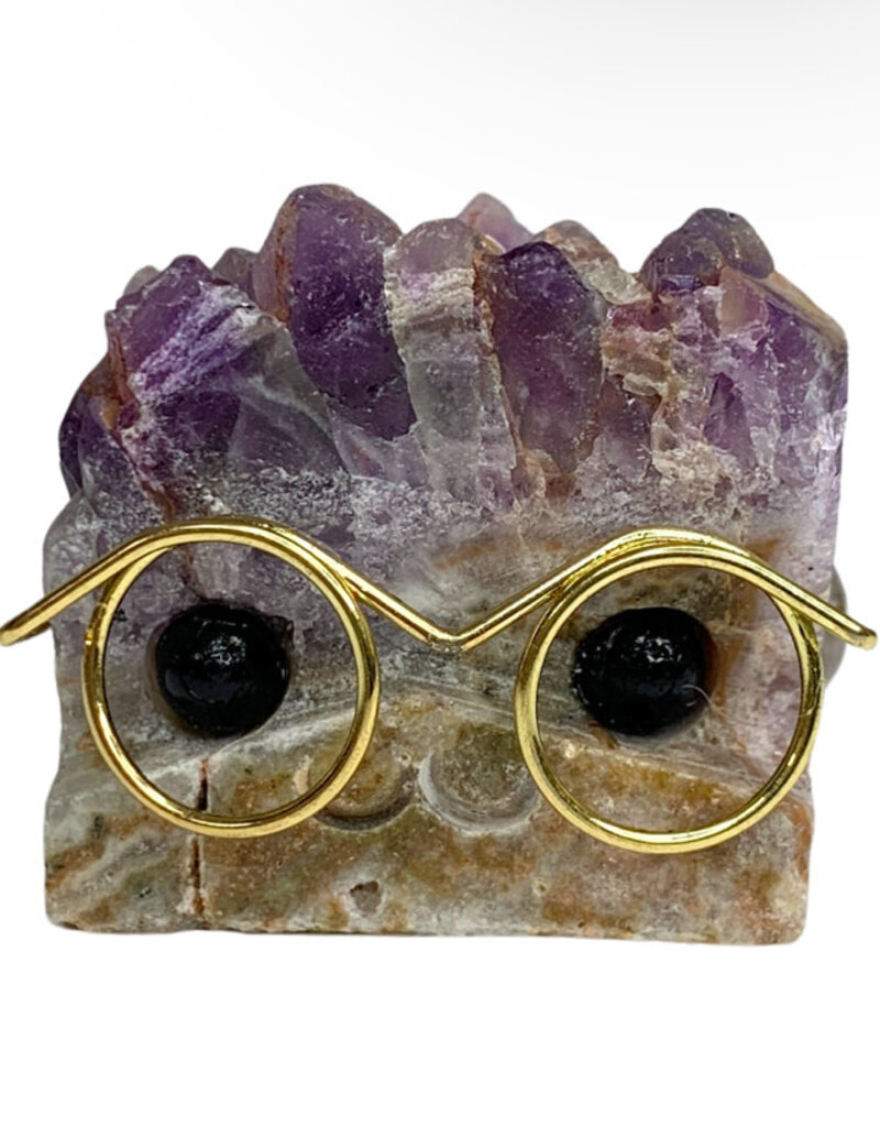 Crystal Buddy- Amethyst, Gold Glasses