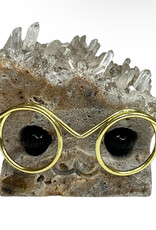 Crystal Buddy- Clear Quartz, Gold Glasses