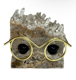 Crystal Buddy- Clear Quartz, Gold Glasses