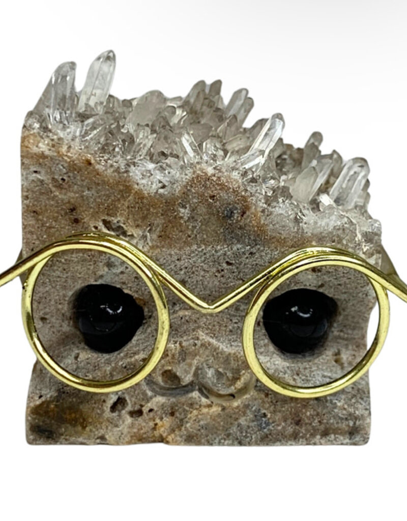 Crystal Buddy- Clear Quartz, Gold Glasses