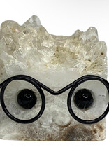 Crystal Buddy- Clear Quartz, Black Glasses