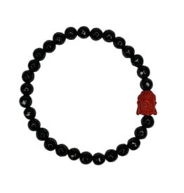Bracelet- Cinnabar with Black Agate ML- 6mm