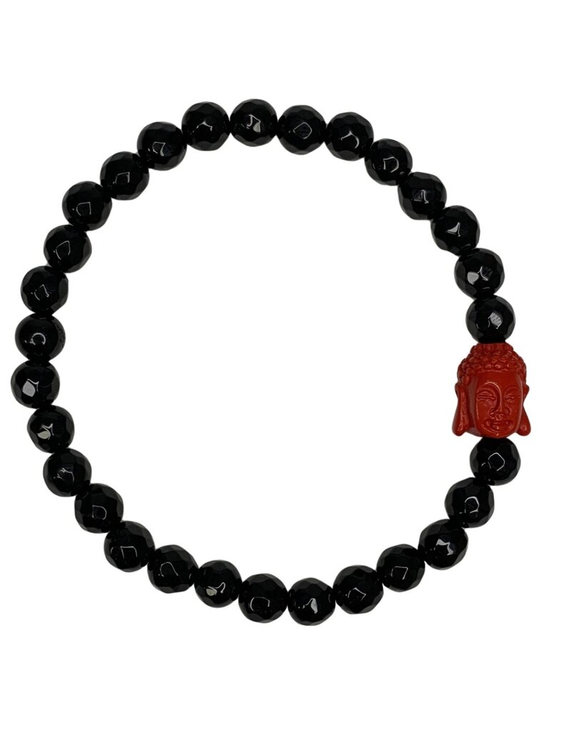 Cinnabar with Black Agate Bracelet ML- 6mm